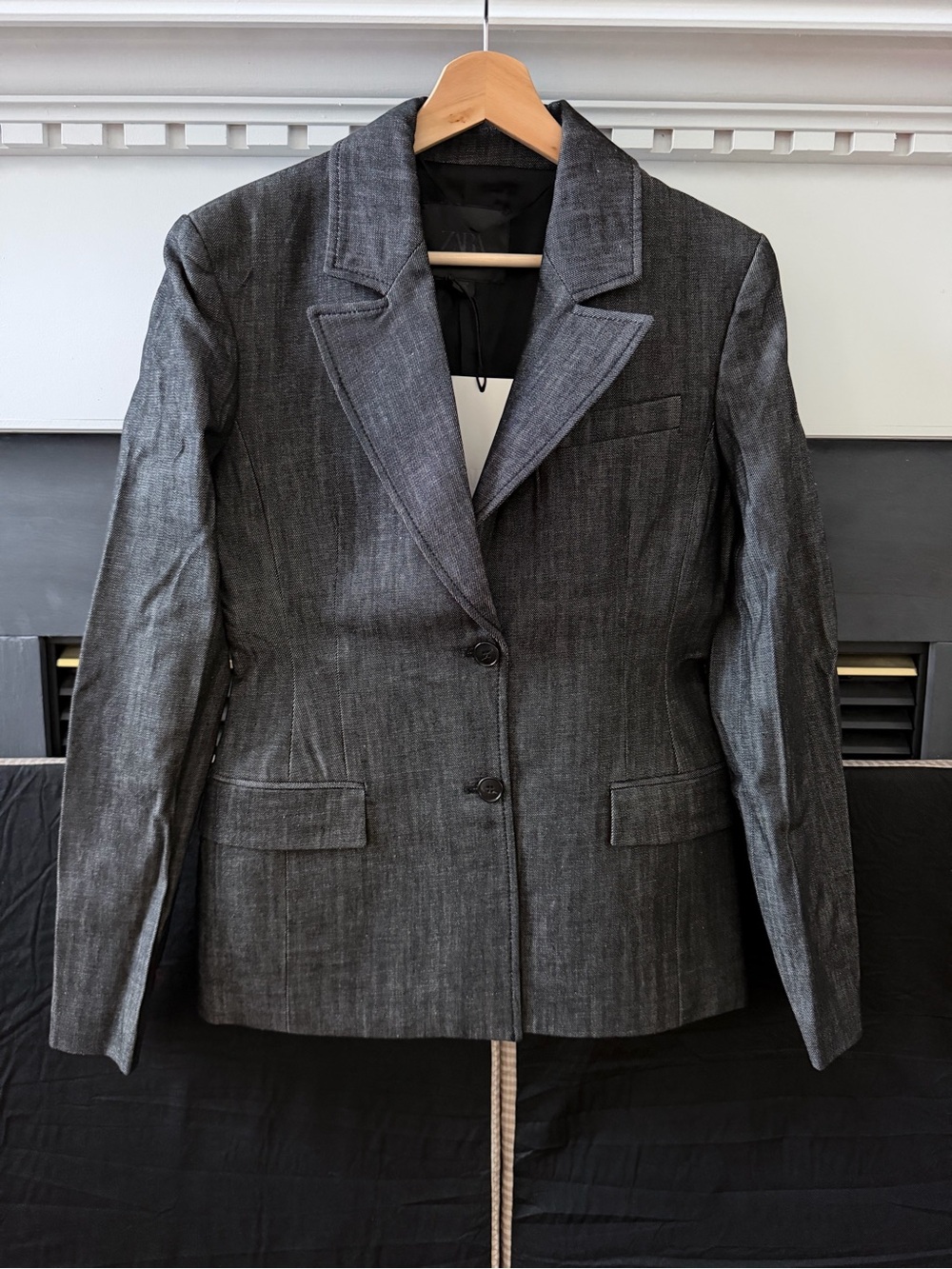Zara 2186/203 NWT S ZW Women Denim Dark Gray Women's Tailored Blazer